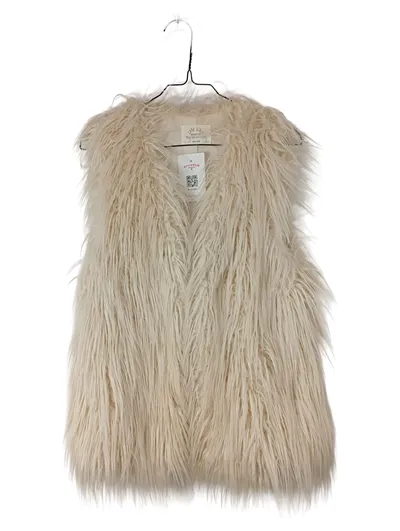 Zara Mädchen Fellweste Gr. 164 Kunstpelz Beige Boho Freizeit