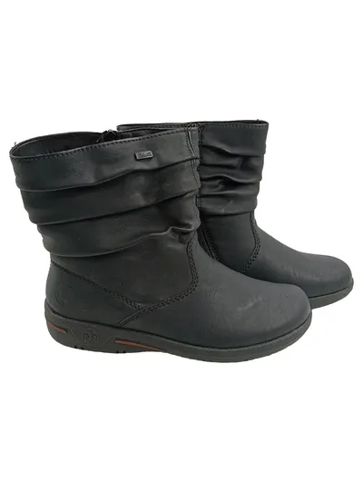 Rieker Damen Stiefeletten Schwarz Gr. 40 Kunstleder Reißverschluss