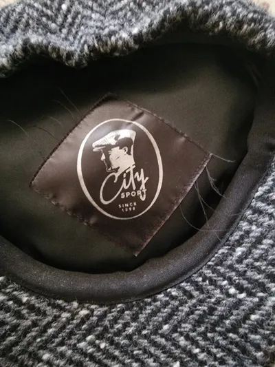 City Sport Schiebermütze Herren Wolle Fischgrät Grau Klassisch