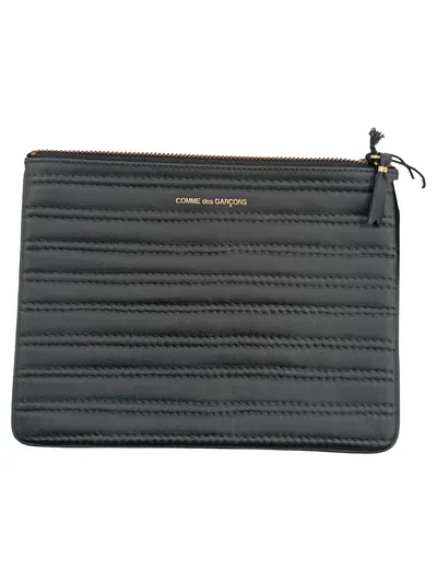 COMME des GARÇONS Clutch Tasche Schwarz Leder Gesteppt Damen