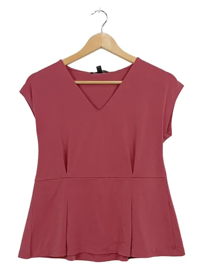 Banana Republic Damen Peplum Bluse V-Ausschnitt Rosa Gr. XS