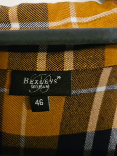 Bexleys Woman Hemdbluse Damen Gr. 46 Kariert Orange Blau Viskose