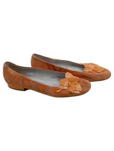 Peter Kaiser Ballerinas Damen Gr. 41 Orange Wildleder Zebra Applikation