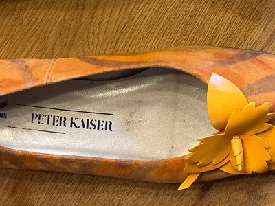 Peter Kaiser Ballerinas Damen Gr. 41 Orange Wildleder Zebra Applikation