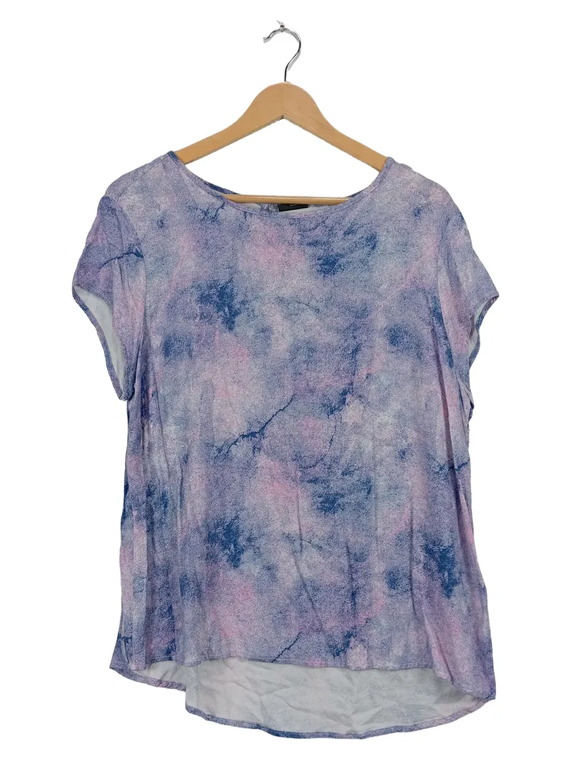 Bexleys Woman Damen T-Shirt Gr. 46 Lila Batik-Optik Viskose Casual 1