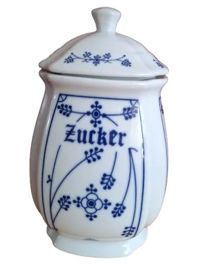 KAHLA Zuckerdose Porzellan Blau Saks Indisch Blau mit Deckel Vintage