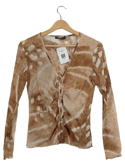 nice connection Bluse Damen Animal Print Langarm Braun Gr. 38 M