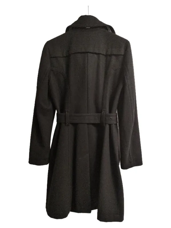 CINQUE Damen Wollmantel Gr. 38 Schwarz Trenchcoat Gürtel Klassisch 2