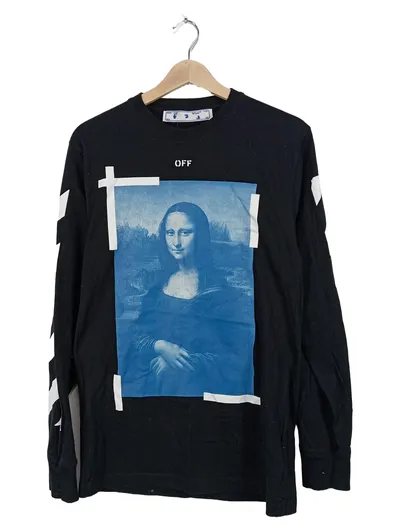 Off-White Langarmshirt Herren Schwarz S Logo Print Baumwolle Freizeit