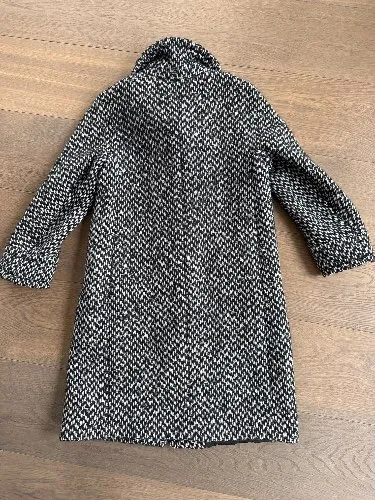 'S Max Mara Tweed Mantel Damen Gr. 34 Grau Wolle Mohair Alpaka