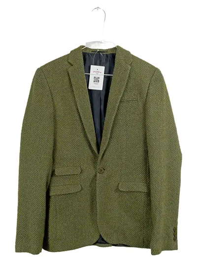 ASOS Herren Sakko Tweed Optik Oliv Gr. 46 Fischgrät Business Blazer