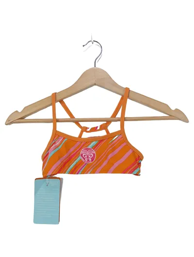 Schiesser Aqua Bikini Oberteil Mädchen Gr. 110 Orange Gestreift