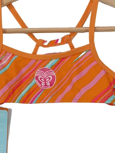Schiesser Aqua Bikini Oberteil Mädchen Gr. 110 Orange Gestreift