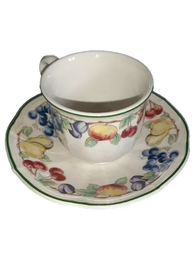 Villeroy & Boch Melina Tasse Untertasse Porzellan Klassisch Obst Mehrfarbig 6cm