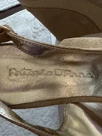 ANTONIO D'ANNA Damen Keilabsatz Sandaletten Beige Gr. 38 Wildleder 3