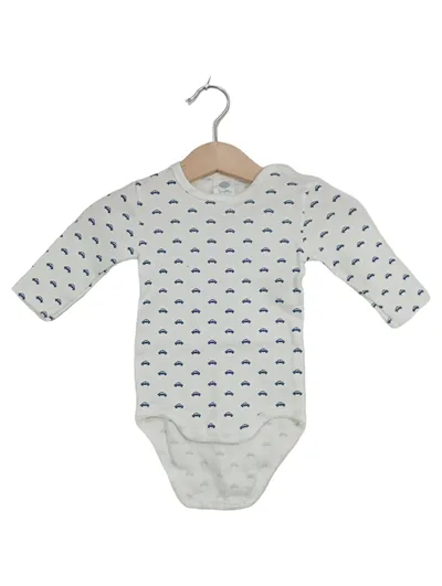Sanetta Baby Body Langarm Gr. 62 Weiß Autos Muster Bio Organic