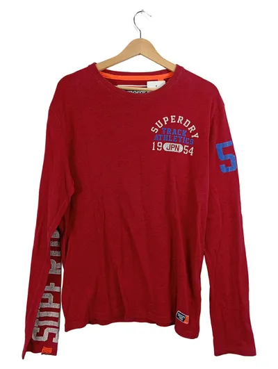 Superdry Herren Langarmshirt Track Athletics JPN 54 Rot Gr. L
