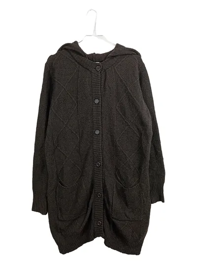 Anne L. Strickjacke Damen Zopfmuster Cardigan Kapuze Braun Gr. L