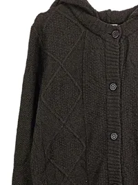 Anne L. Strickjacke Damen Zopfmuster Cardigan Kapuze Braun Gr. L 2