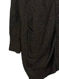 Anne L. Strickjacke Damen Zopfmuster Cardigan Kapuze Braun Gr. L 4