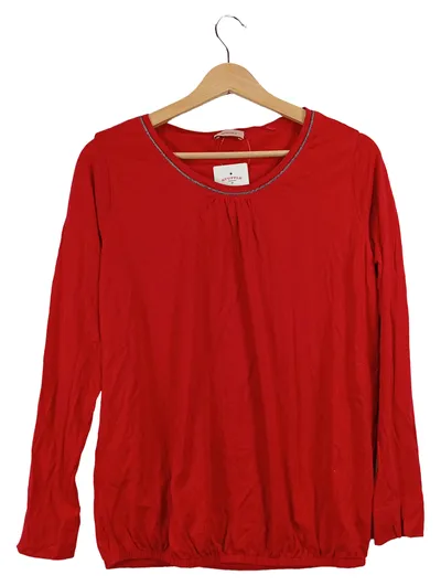 TRIANGLE Damen Langarmshirt Gr. 38 Rot Glitzer Ausschnitt Baumwolle Modal