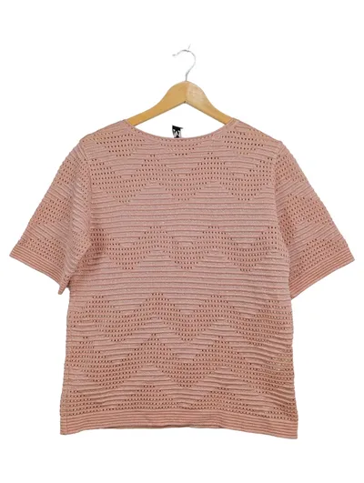 M Missoni Strickpullover Damen Gr. 42 Rosa Lochmuster Kurzarm Elegant
