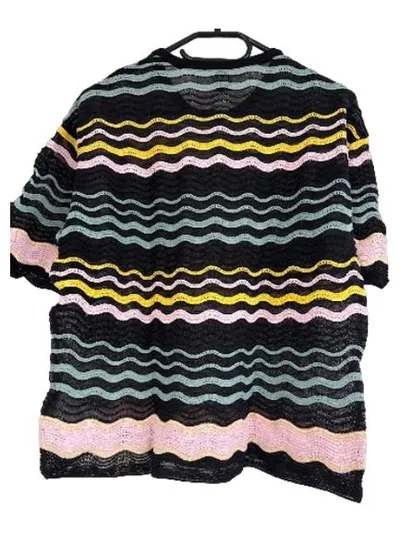 M Missoni Damen T-Shirt Mehrfarbig Gestreift Lochmuster Baumwolle Gr. 44