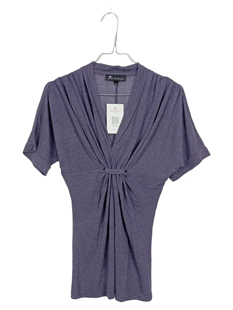 Ana Alcazar Damen Bluse Lila Gr. 36/S Elegant Raffung Business Viskose 1