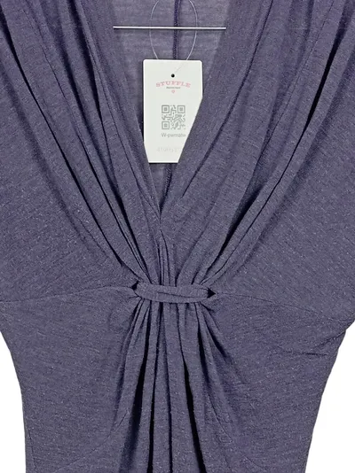 Ana Alcazar Damen Bluse Lila Gr. 36/S Elegant Raffung Business Viskose