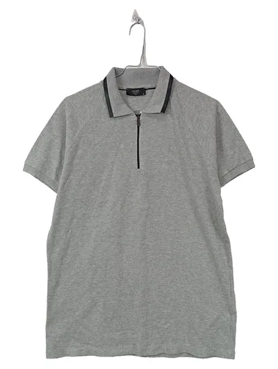 Colin's Herren Poloshirt Grau Meliert Kurzarm Reißverschluss Gr. S