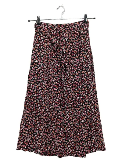 ever.me Damen Faltenrock Blumenmuster Schleife Midirock Schwarz XS