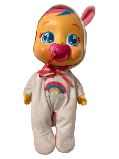 Cry Babies Dreamy Einhorn Babypuppe mit Schnuller Regenbogen Weiß Rosa