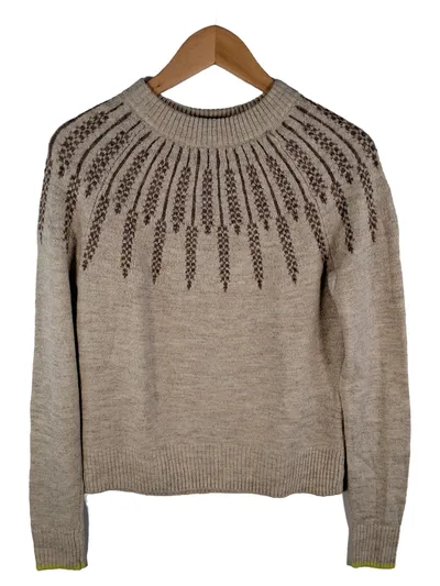 Vero Moda Damen Strickpullover Gr. XS Beige Norwegermuster Langarm