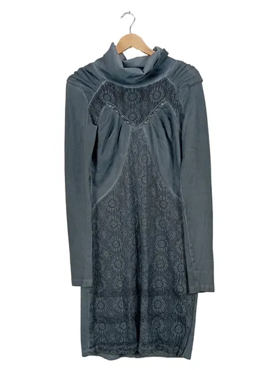 Angels Never Die Kleid Damen Gr. S Rollkragen Spitze Grau Langarm