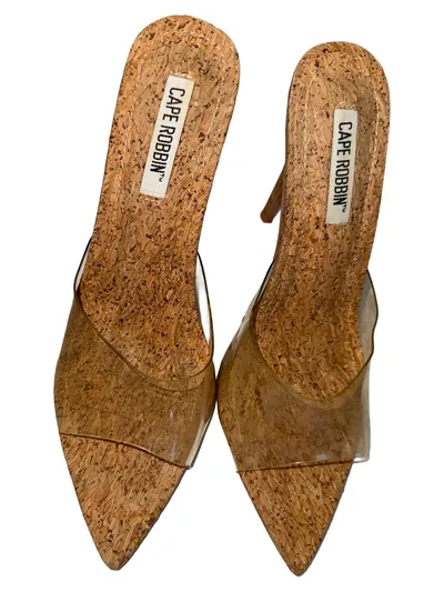 Cape Robbin Damen Sandaletten Mules Kork Optik Transparent Gr. 38 Beige