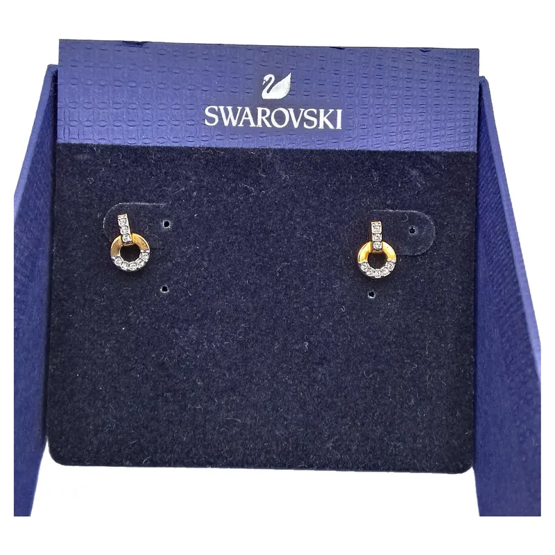 Swarovski Ohrstecker Damen Elegant Gold Edelstahl Strass 0.9cm Festlich 1
