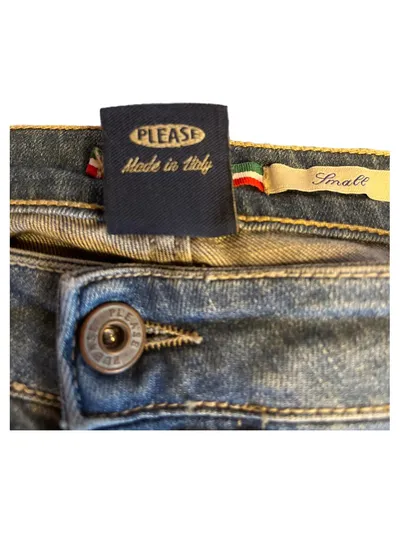 Please Damen Destroyed Jeans Patchwork Used Look Gr. 36 S Blau Italy