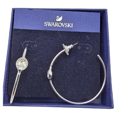 Swarovski Ohrringe Damen Silber Edelstahl Creolen Elegant Festlich 4.7cm