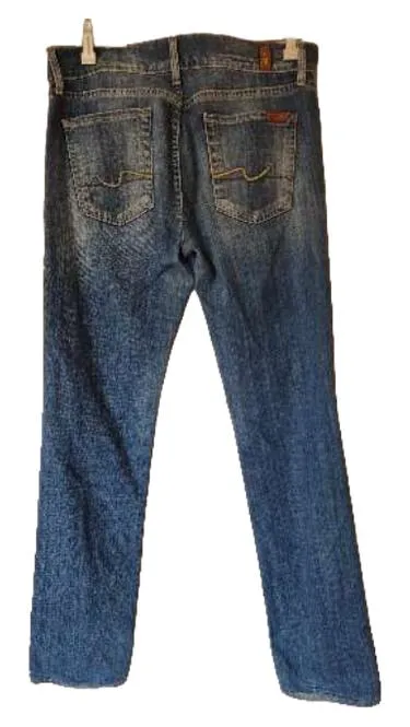 7 For All Mankind Damen Jeans Straight Leg W38 Blau Denim