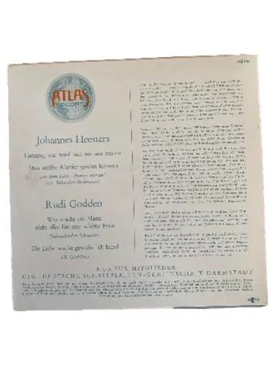 Johannes Heesters Rudi Godden Vinyl Schallplatte Atlas Record Historische