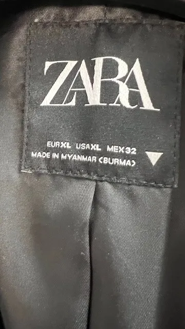 ZARA Damen Kunstleder Blazer Cropped Jacke Schwarz Gr. XL 42