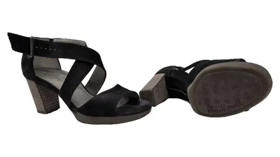 Paul Green Elegante Damen Leder Sandalen Schnalle Blockabsatz Schwarz 36.5