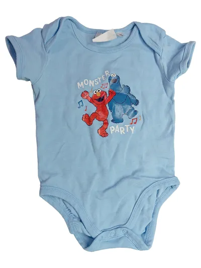 Sesame Street Baby Body Elmo Krümelmonster Gr. 74/80 Blau Monster Party