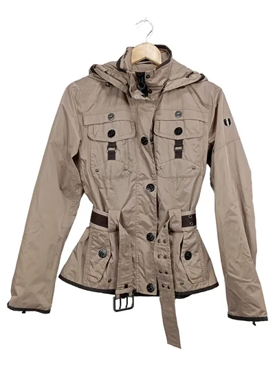 Wellensteyn Damen Outdoorjacke Beige Gr. S mit Kapuze & Gürtel NEU