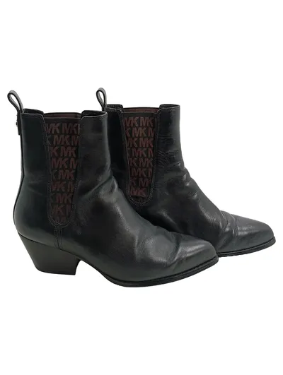 Michael Kors Damen Stiefeletten Chelsea Boots Schwarz Leder Gr. 42,5