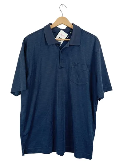 Christian Berg Herren Poloshirt Blau Gestreift Gr. XL Baumwolle