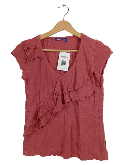 Mexx Pullover Damen Kurzarm V-Ausschnitt Rosa Gr. S 36 Viskose Meliert