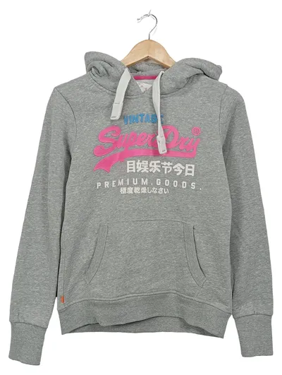 Superdry Damen Kapuzenpullover Vintage Premium Goods Gr. S Grau