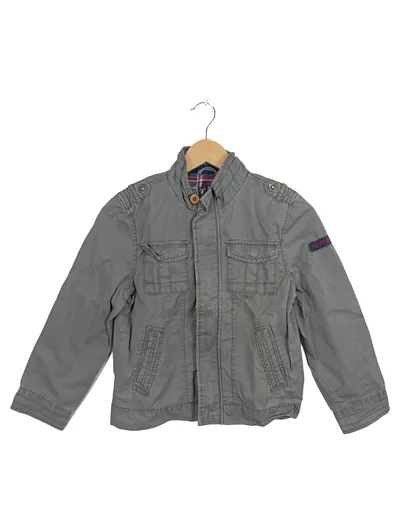 Here & There Kinder Jacke Gr. 140 Grau Baumwolle Military Style