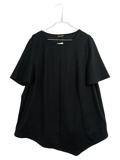 Atelier GS Damen T-Shirt Kurzarm Stretch Casual Schwarz Gr. 46/3XL